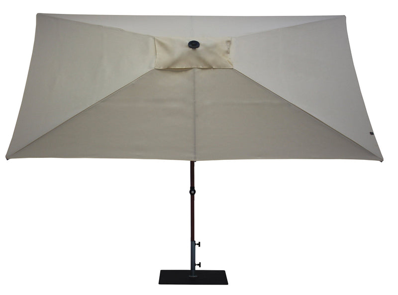 Ombrellone da Giardino 3x2 m Palo Ø38 mm in Alluminio Effetto Legno Tessuto Poliestere Trend Wood Ecru