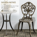 Set 3 Pezzi da Esterno con 2 Sedie da Giardino e Tavolino Rotondo con Foro per Ombrellone in Alluminio Bronzo      