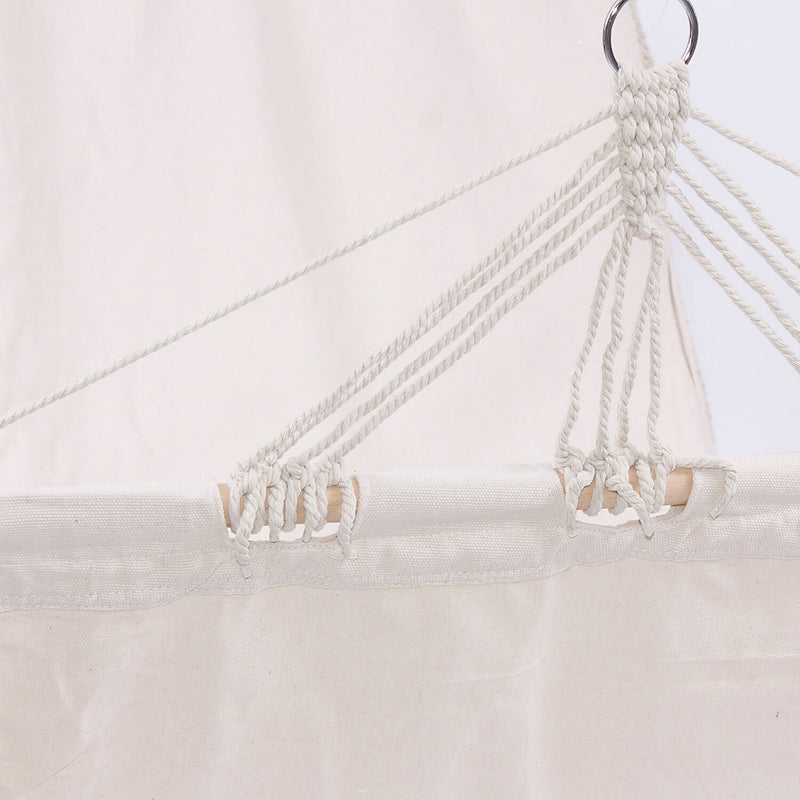 Amaca Sedia Sospesa ad Altalena 80x200 cm in Policotone e Legno di abete Tessuto Beige