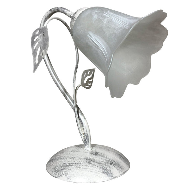 sconto Lume 1xE14 Montatura Bianco Argento Vetro Spugnato Bianco E-Energy Teresa