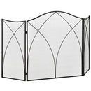 Parascintille con Antine 126x2x76 cm Pieghevole a 3 Pannelli in Metallo Nero 