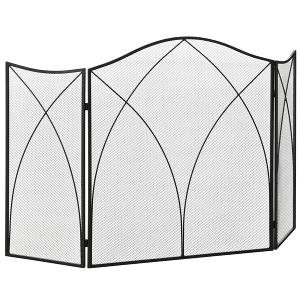 Parascintille con Antine 126x2x76 cm Pieghevole a 3 Pannelli in Metallo Nero acquista