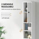 Colonna Bagno Salvaspazio 20x20x178 cm con Armadietti Ripiani Aperti e Cassetto in Legno Bianco  