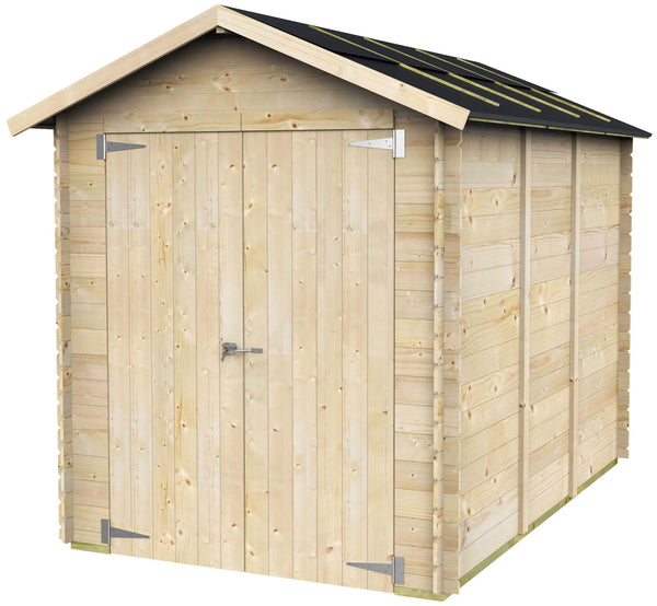 Casetta Box da Giardino per Attrezzi 178x273 cm con Porta Doppia Cieca in Legno Naturale online
