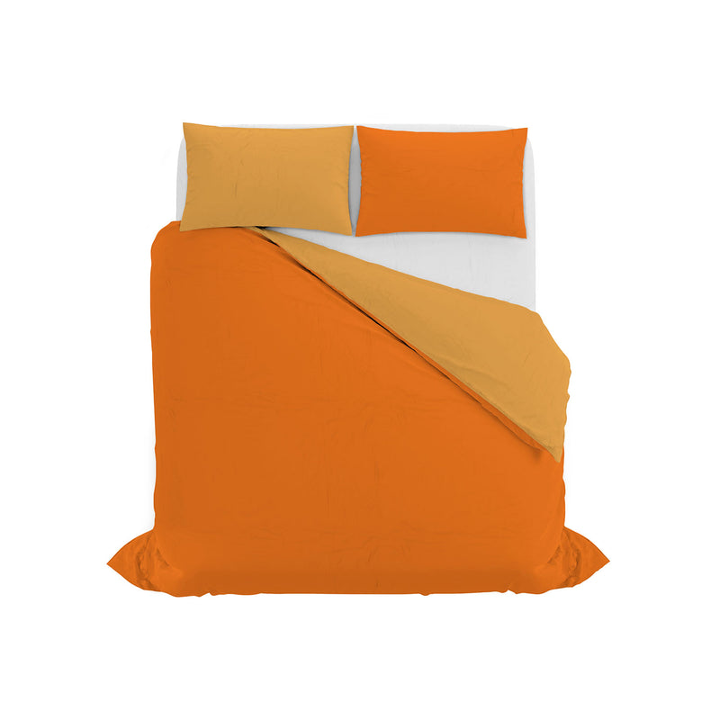 Copripiumino con Sacco e Federe in Tinta Unita Double Face Linea Vera Arancio e Giallo