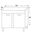 Mobile Sottolavello da Cucina 120x50x69 cm con 2 Ante in Nobilitato Teak 