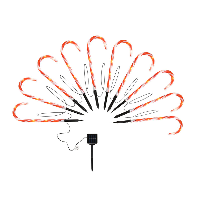 Luci di Natale da Esterno con 10 Bastoncini di Zucchero ad Alimentazione Solare