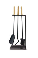 Set Camino 3 Pezzi 69x23x14 cm Scopino Paletta e Attizzatoio con Supporto Fantastic Nero/argento