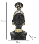 Statua Donna Masai Tribu 23x38,5x19 cm in Poliresina Nero/Oro