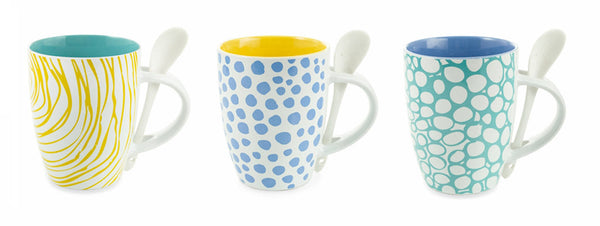 acquista Set 20 Tazze con Cucchiaino Ø8,5x12 cm in Gres Villa d'Este Home Tivoli Marea