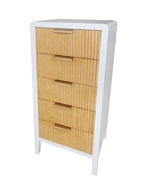 Cassettiera 5 Cassetti 40x30x92 cm Charley in Legno Bianco sconto
