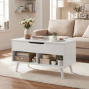 Tavolino da Caffè 75x40x58 cm con Piano Sollevabile e Spazio Nascosto Bianco Punzonato      
