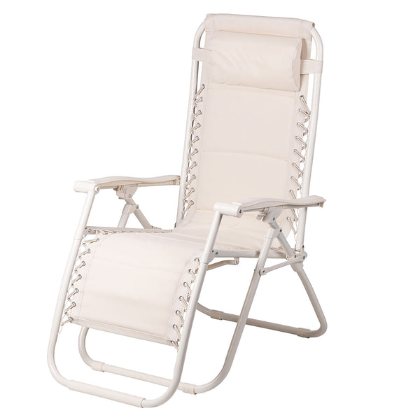 sconto Sedia Gran RelaxImbottita Reclinabile E Richiudibile 65x90x110 cm in Acciaio PVC e Poliestere Avorio Rio Plus