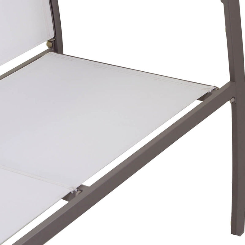 Set Salotto da Giardino Tavolino Divano 2 Sedie in Tessuto e Metallo con Cuscini Columbus Gri