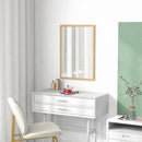 Specchio da Parete Rettangolare 50x70 cm con Ganci in Vetro e MDF Color Legno      