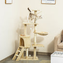 Albero Tiragraffi con Cuccia per Gatti in Legno Sisal Naturale Beige 40x30x131 cm 