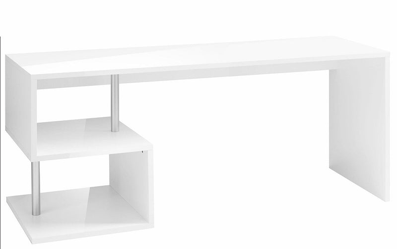 Scrivania con 2 Ripiani 180x60x77,5 cm Esse Bianco Lucido