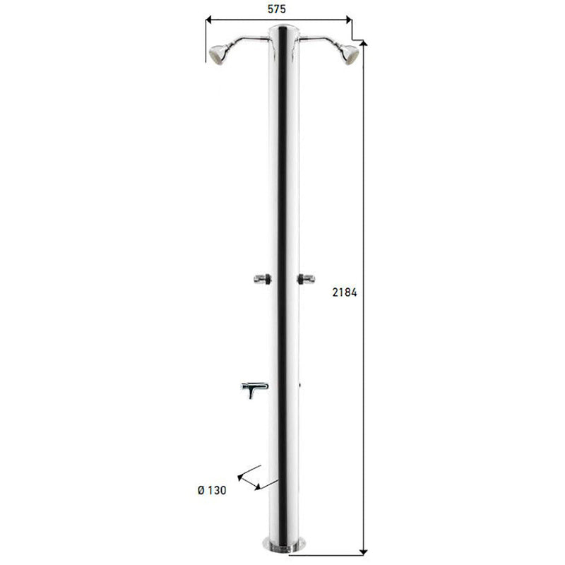 Doccia da Giardino Doppia 2 Temporizzatori e Lavapiedi ATI Docce MUL-2P Inox Anodizzato