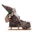 Pupazzo Babbo Natale in Tessuto su slitta marrone cm 33x12xh30