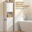 Mobile Bagno Alto 40x30x170 cm con Mobile a Ribalta e Mensole in Pannello Truciolare Bianco      