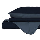 Copripiumino Singolo con Sacco e Federe in Tinta Unita Double Face Linea Zoe Blu Mare e Blu 