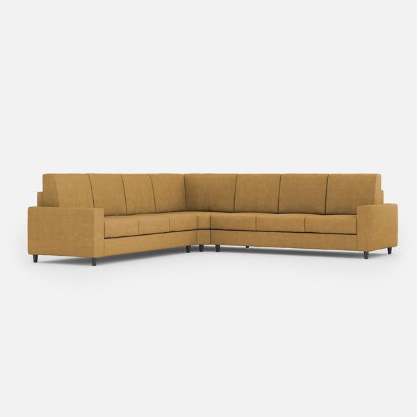 Divano Angolare 7 Posti 286x286x85 cm Sakar in Tessuto Ocra prezzo