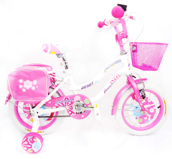 Bicicletta per Bambina 12" 2 Freni con Cestino e Borse Laterali Bianca e Rosa sconto