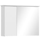 Pensile Bagno Armadietto con Specchio e Ripiani Regolabili 65x15x49 cm in Vetro e Legno Bianco