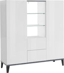 Credenza 2 Ante + 2 Cassetti 120x40x132,5 cm Sunrise Bianco Lucido e Ardesia