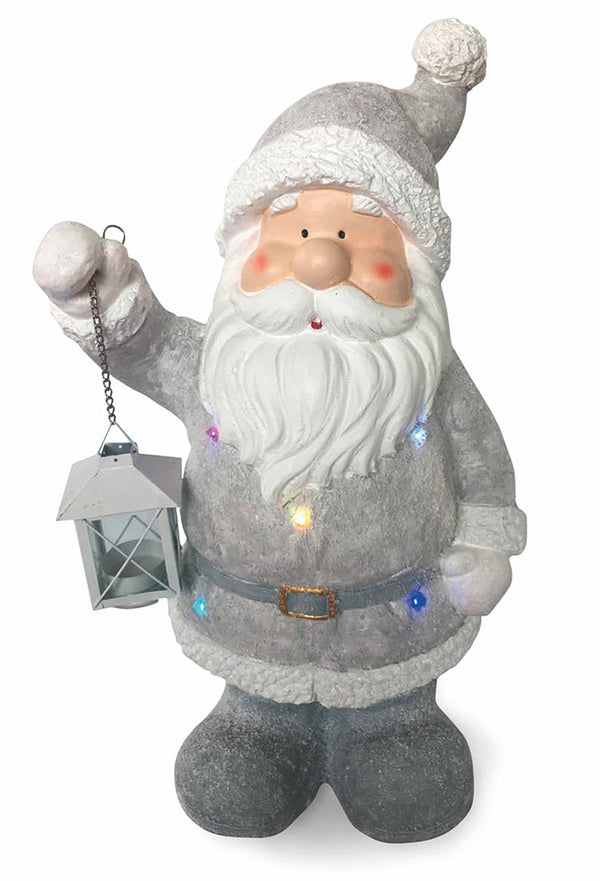 Pupazzo Babbo Natale Luminoso 4 Led in Magnesia H48 cm Soriani Grigio sconto