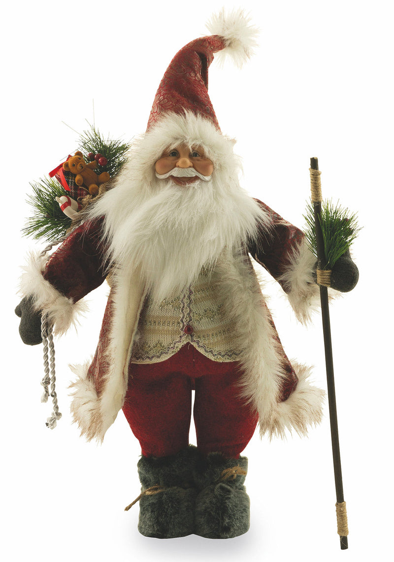 Pupazzo Babbo Natale in Tessuto Abito Rosso H60 cm Soriani