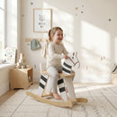 Cavallo a Dondolo per Bambini 1,5-3 Anni 68x26x53 cm con Base Larga in Legno MDF e Multistrato Multicolore      