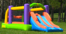 Castello Gonfiabile per Bambini Percorso a Ostacoli con Scivolo Doppio 560x255x190 cm Portata Massima 180 kg   