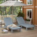 Set 2 Lettini Prendisole 62x158x88 cm con Schienale Regolabile e Vassoi in Polipropilene Grigio Scuro      