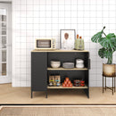 Isola da Cucina con Ripiani 14,5x70x90 cm Portacoltelli e Armadietto con Anta Scorrevole Nero
