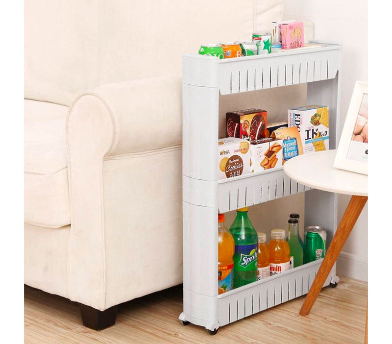 Carrellino da Cucina 72x55x13 cm 3 Ripiani con Ruote in Plastica Bianco