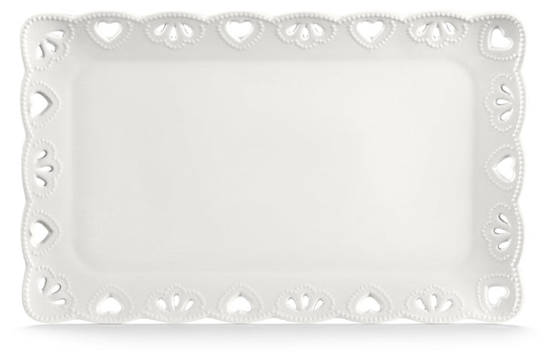 acquista Vassoio Rettangolare 35x22 cm Traforato in Porcellana Kaleidos Juliet Bianco