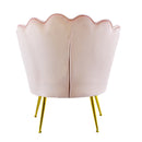 Poltrona Imbottita Schienale a Conchiglia in Velluto Piedi Oro Rosa