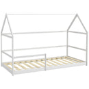 Letto per Bambini con Sponde di Protezione a Forma di Casetta 196x97,5x135 cm Bianco  