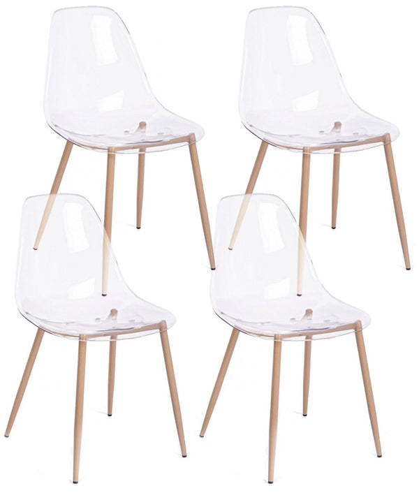sconto Set 4 Sedie 53x46x82 cm in Policarbonato Trasparente