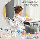 Banco Scuola per Bambini Piano Inclinabile e Sedia Regolabile 66x47x52-77 cm Grigio 