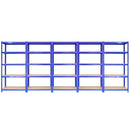 Set 5 Scaffali Senza Bulloni 90x45x180 cm con Connettori in Acciaio Blu 