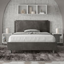 Letto Matrimoniale Francese Imbottito in Microfibra Antea Large Grigio Varie Misure
