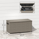 Baule da Esterno 102x52x52 cm Capacità 184L Rivestimento Interno Impermeabile Effetto Rattan Grigio  