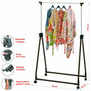 Stand Appendiabiti Pieghevole in Acciaio Asta Allungabile Regolabile con Ruote