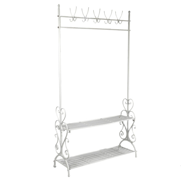 prezzo Appendiabiti in Metallo 5 Posti con Ripiani 100x37H182,5cm Bianco