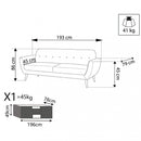 Divano 3 Posti Burton 193x79x86 h cm in Tessuto Blu