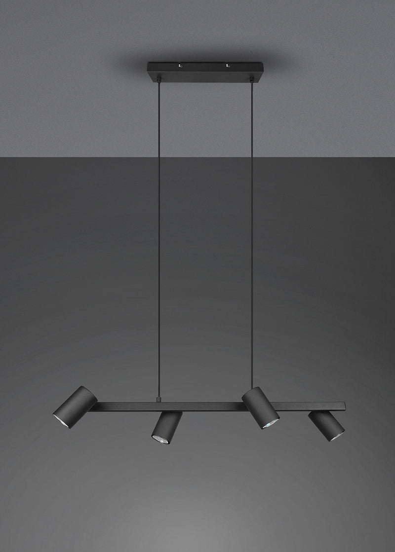 Lampada a Sospensione da Interno Attacco GU10 in Metallo Nero Opaco