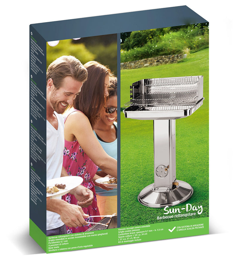 Barbecue a Carbone con Griglia 54x34cm in Acciaio Soriani Sun-Day