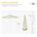 Ombrellone da Giardino 260x240 cm a Manovella Inclinabile con Frange in Poliestere e Metallo Bianco 